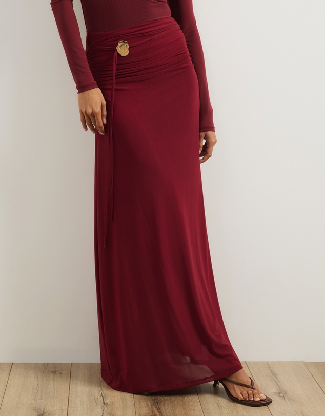 Atmos&Here - Valentia Belted Mesh Maxi Skirt