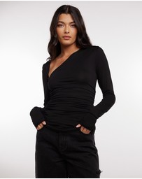 Dazie - Love More Asymmetric Long Sleeve T-Shirt