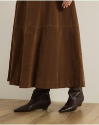 Atmos&Here Curvy - Frances Suede Flare Midi Skirt