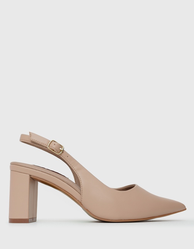 Betts - Flounce Block Heel Slingback Pumps