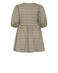 City Chic - Plus size Check Tie Mini Dress - butter