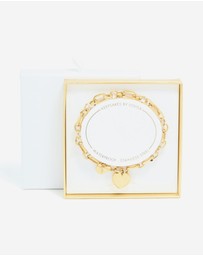 Lovisa - Waterproof Gold Stainless Steel Chunky Heart Link Charm Bracelet
