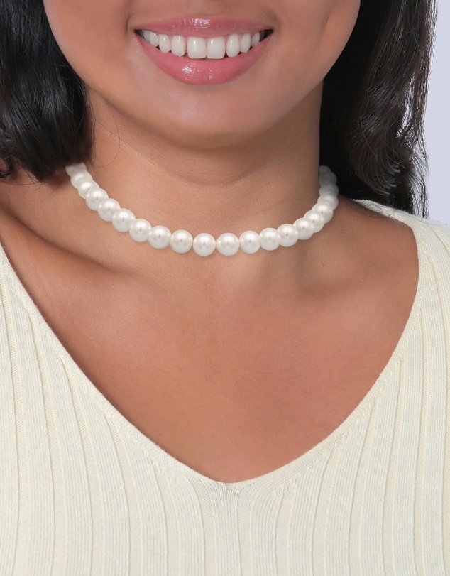 Elli Jewelry - Shell Pearl T-Bar Necklace in Gold-Plated 925 Silver