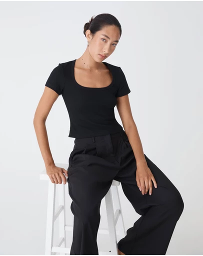 Forcast - Devon Scoop Neck Rib Tee