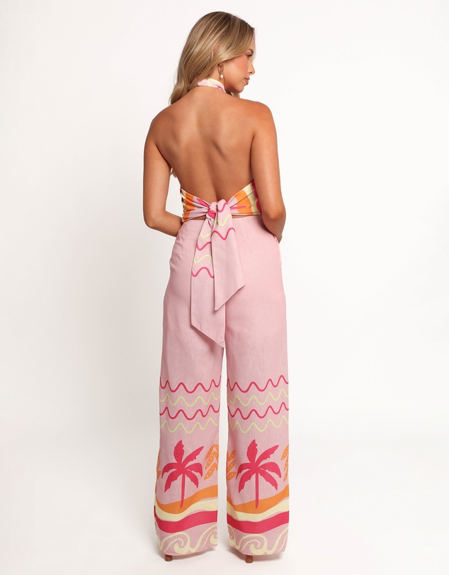 Petal & Pup - Aryn Halterneck Jumpsuit - Pink Palm