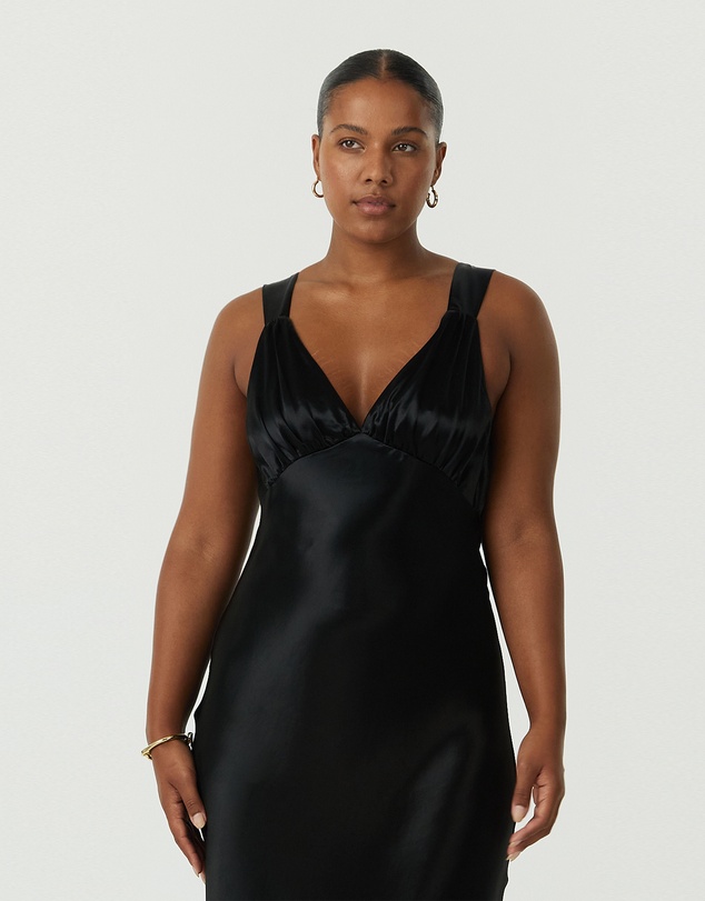 Third Form - Satin Gather Bra Bias Slip Dress