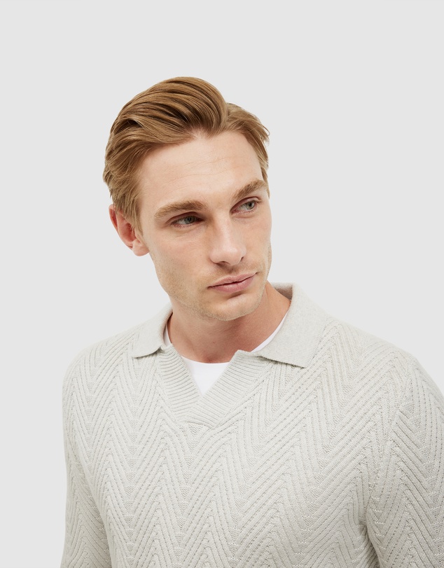 Politix - Herringbone Long Sleeve Trophy Neck Knit