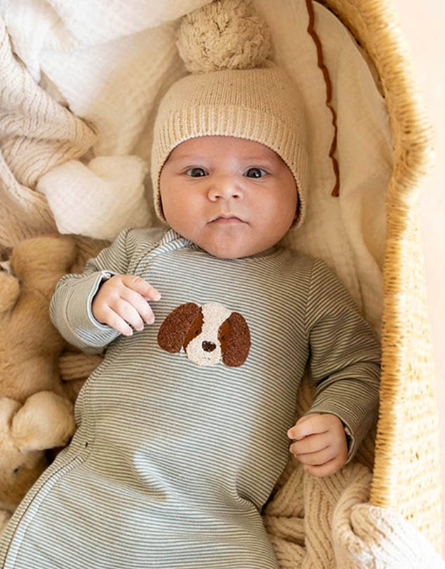 Bebe by Minihaha - Otto Stripe Organic LS Zipsuit - Babies