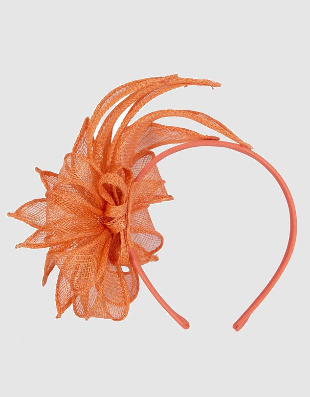 Max Alexander - Flower Orange Sinamay Fascinator Headband