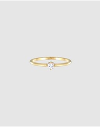 Elli Jewelry - Ring Engagement Ring Solitaire Classic with Zirconia in 925 sterling silver gold plated