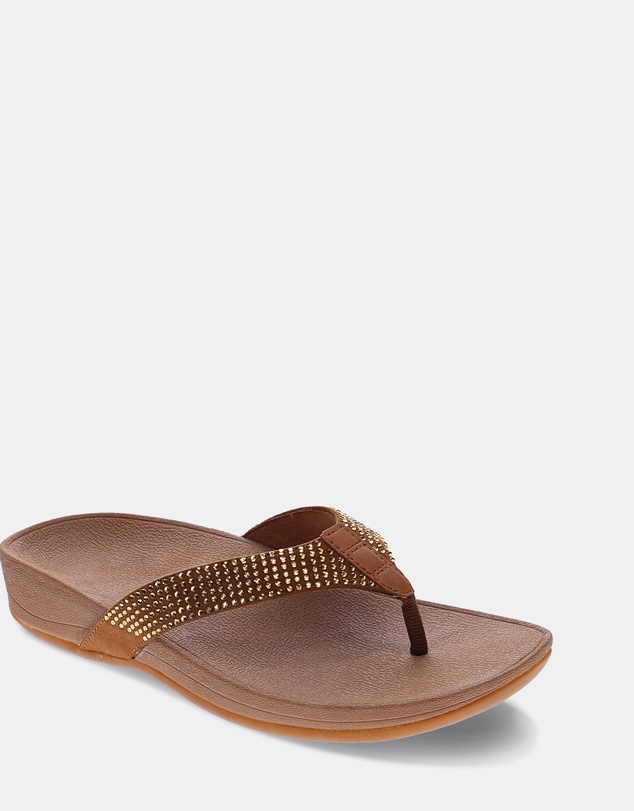 Mia Vita - Allora Toe Post Sandal - Bronze Rhinestone