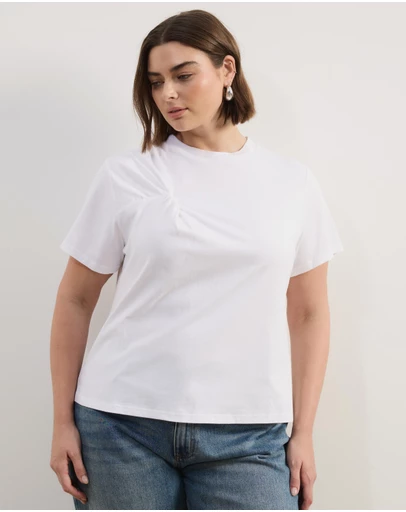 Atmos&Here Curvy - Lorrie Twist Shoulder T-Shirt