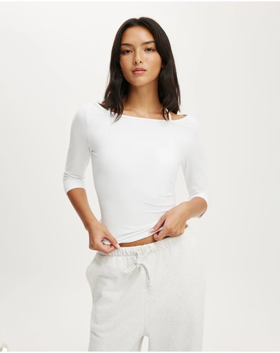 Cotton On Body Active - Ultra Soft Boat Neck 3/4 Sleeve