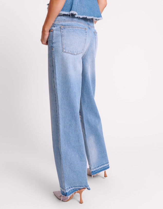 ONE TEASPOON - Bolt Blue Lowriders Low Waist Wide Leg Jeans
