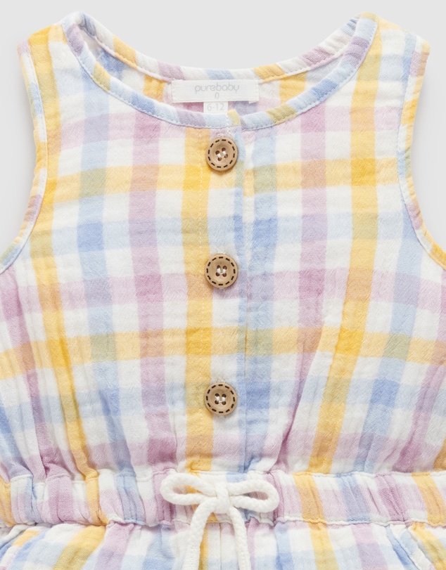 Purebaby - Check Jumpsuit -Kids-Babies