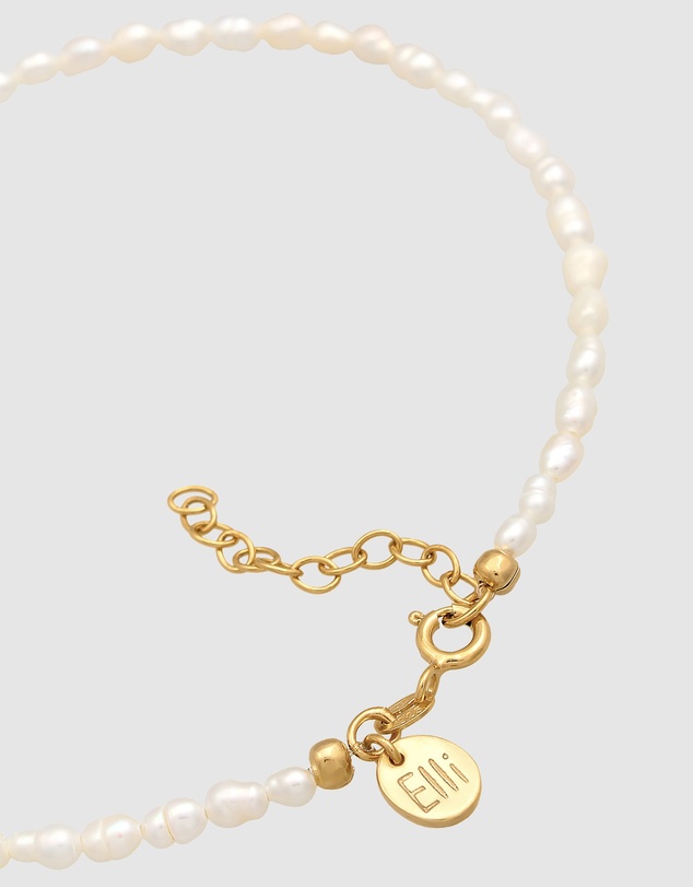 Elli Jewelry - Freshwater Pearl Anklet in Gold-Plated 925 Silver
