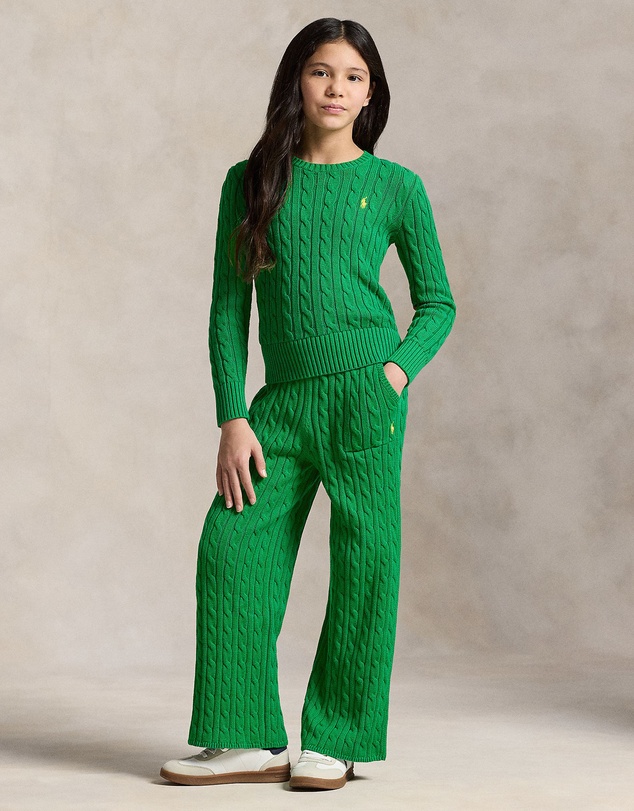 Polo Ralph Lauren - Cable-Knit Cotton Wide-Leg Sweater Pants - Teens