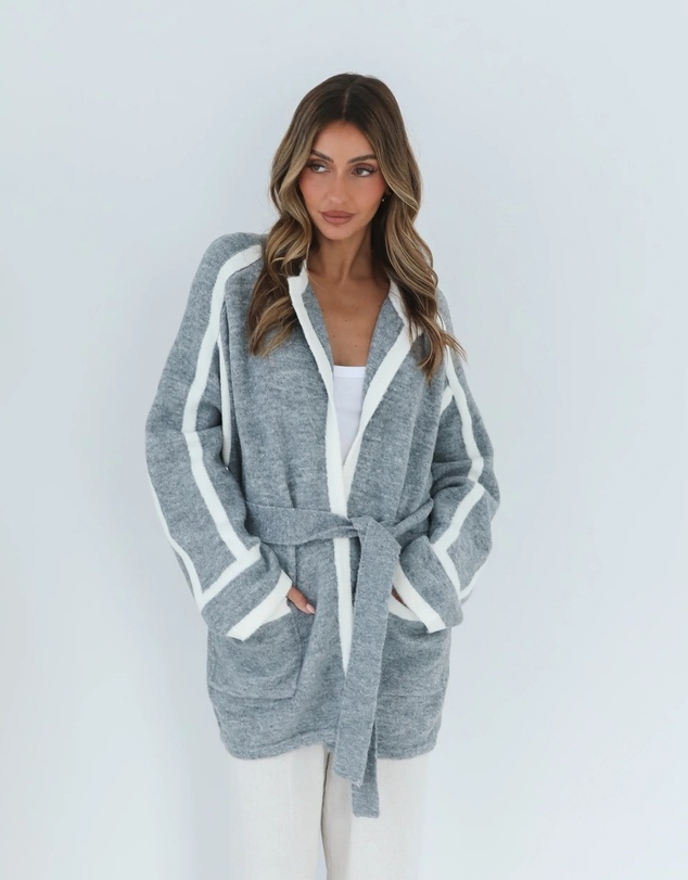 Esther & Co - Adelle Coatigan - Grey Print