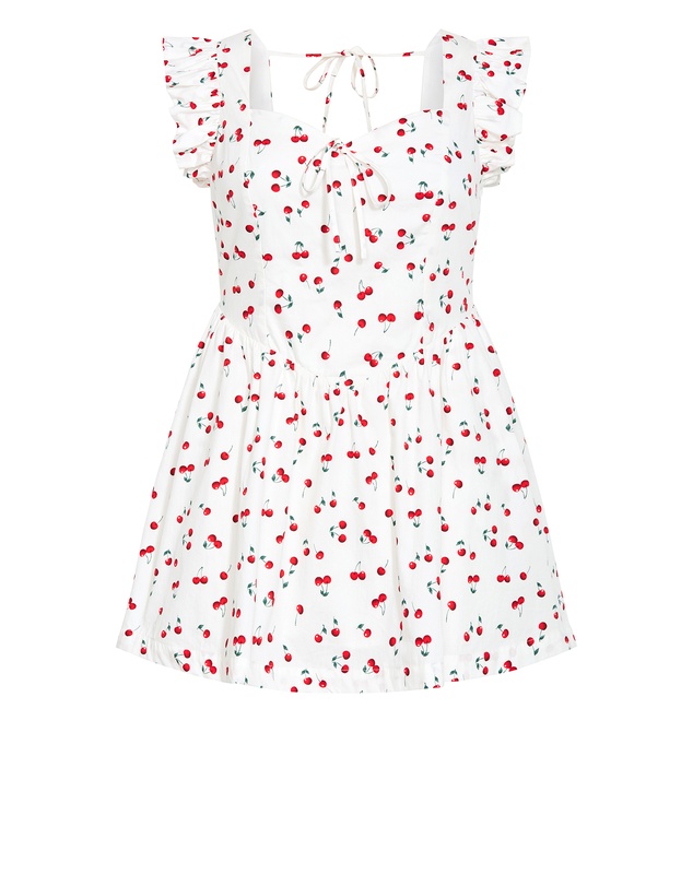 City Chic - Cherry Print Ruffle Mini Dress