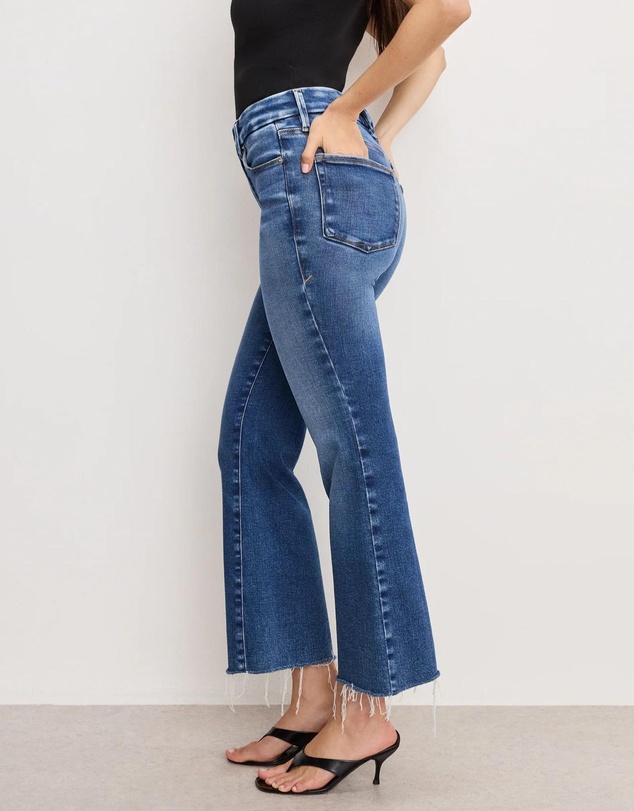 Good American - Soft Tech Good Legs Cropped Mini Boot Jeans