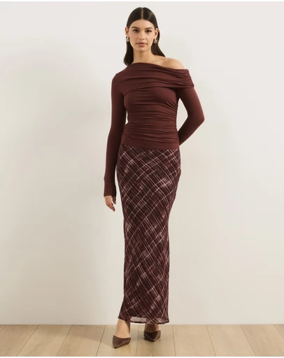 Atmos&Here - Quinn Check Print Maxi Skirt
