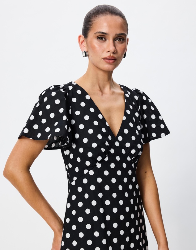 Tussah - Merlyn V Neck Polka Dot Midi Dress