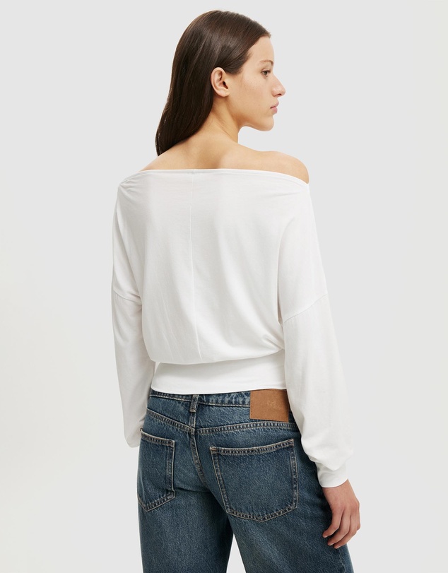 Cotton On - Sage Off Shoulder Long Sleeve Top