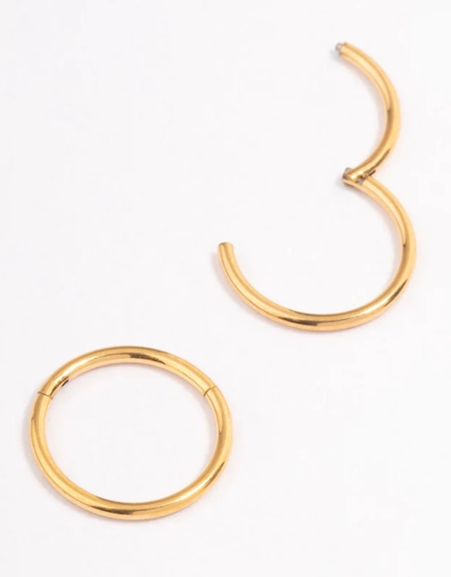 Lovisa - Gold Plated Surgical Steel Fine Sleeper Earrings 8mm