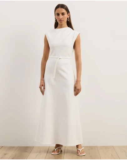Atmos&Here - Luna Slash Neck Midi Ponte Dress