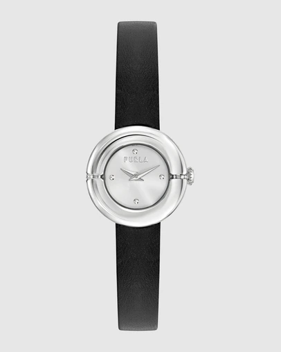 Furla - Furla Miasfera Iconic 24mm Black Leather Strap Watch