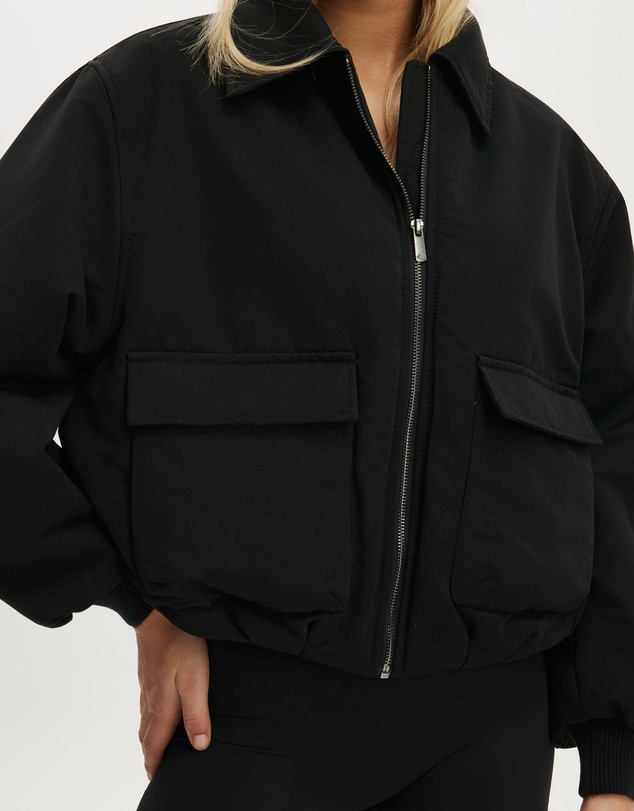 Cotton On Body Active - Collared Soft Touch Bomber Jacket