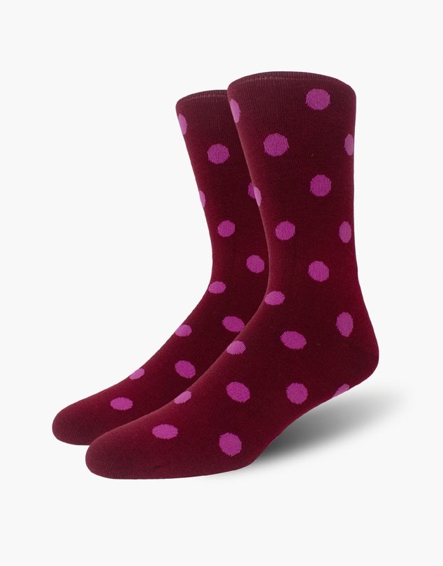 Swanky Socks - Maroon Medium Pink Polka Dots