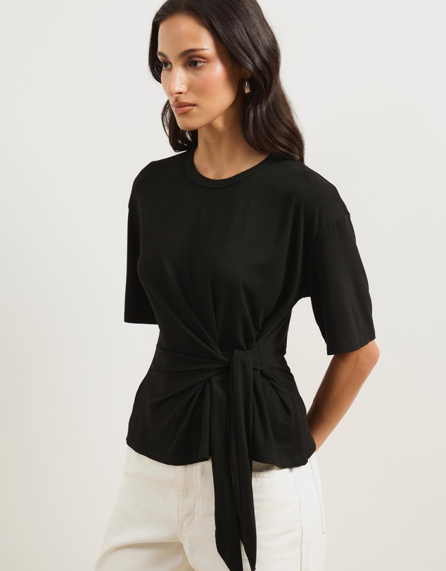 Atmos&Here - Rose Short Sleeve Tie Waist Top