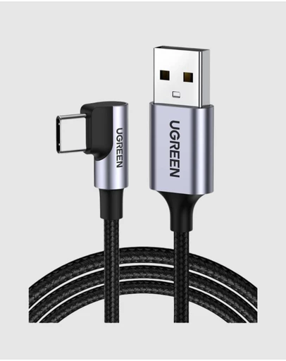 Ugreen - UGREEN 90 Degree Angle USB-C Male to USB-A Male Braided Cable 3m