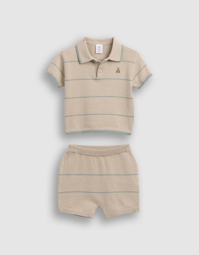 GAP - Short Sleeve Sweater Polo Shorts Set - Babies