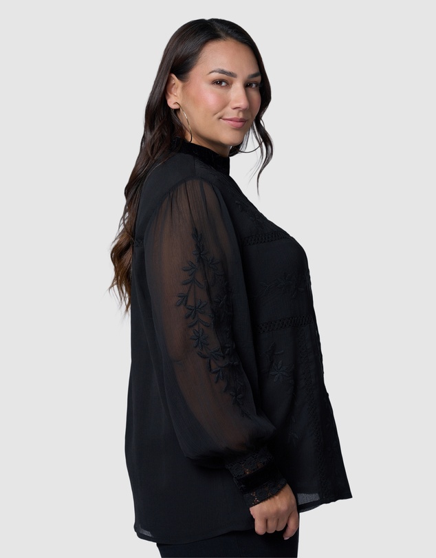 Sunday In The City - Nightfall Embroidered Blouse