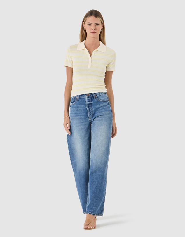 Rolla's - Lady Knit Polo Top - Pale Yellow