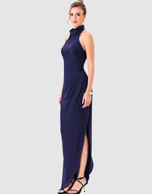 Bariano - Aaliyah High Neck Cowl Gown