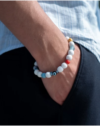 Kuzzoi - ICONIC EXCLUSIVE - Mixed Bead Bracelet with Smiling Face