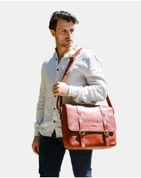 Pierre Cardin - Pierre Cardin Men's Rustic Leather Computer Satchel