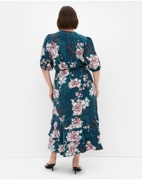 City Chic - Plus size Bri Floral Wrap Dress - jade