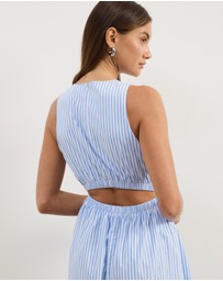 Atmos&Here - Isobel Cotton Stripe Poplin Midi Dress