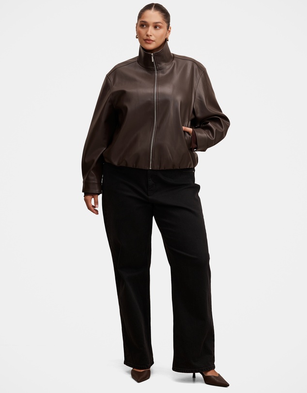 Forever New Curve - Julia Curve Faux Leather Funnel Neck Jacket