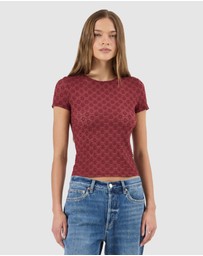 Rolla's - Daisy Lace Tee - Dark Cherry