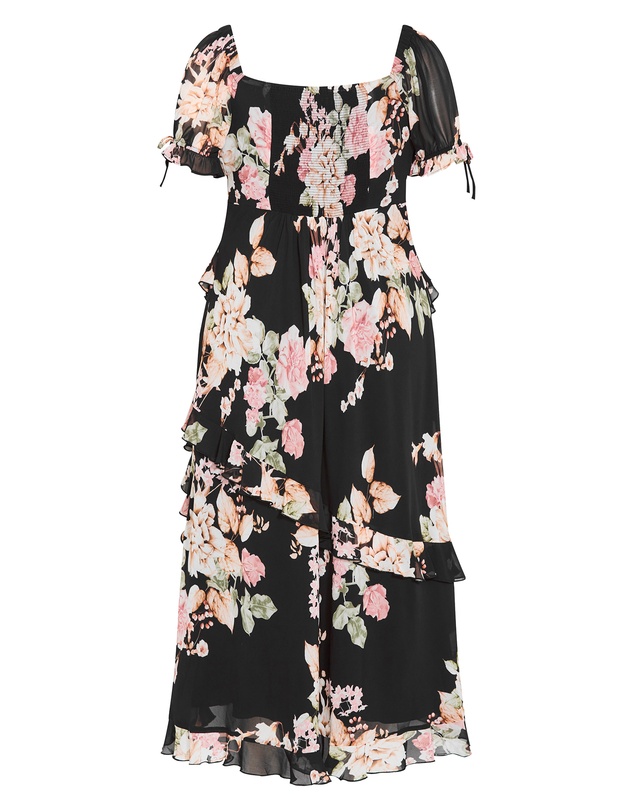 City Chic - Plus size Shayla Floral Print Maxi Dress - black