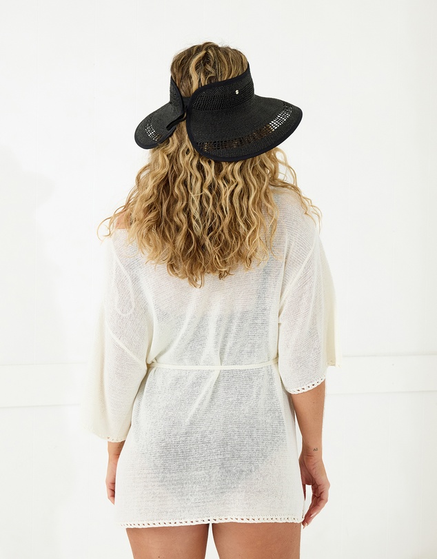 Morgan & Taylor - Tessa Woven Straw Visor in Black