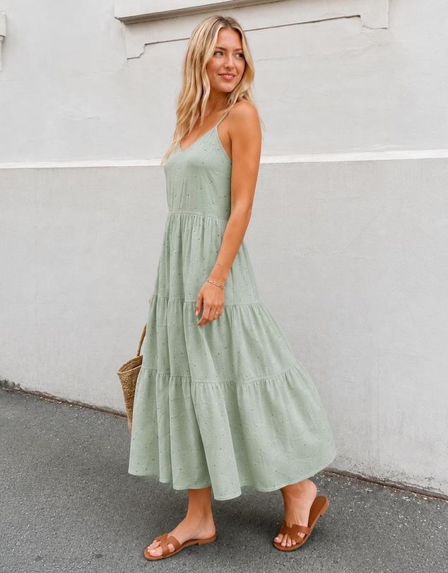 Esther & Co - Sona Dress - Sage Spot