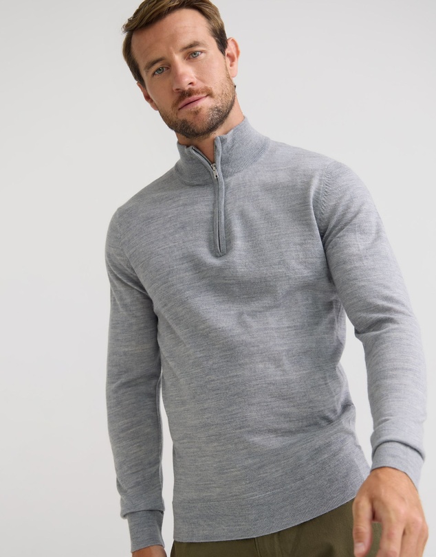 Oxford - Merino Zip Neck Pure Wool Pullover