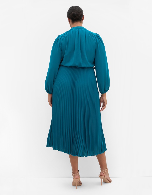 City Chic - Plus size Halle Long Sleeve Pleat Dress - jade