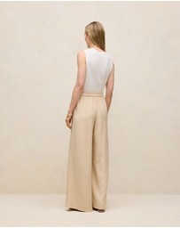 Trenery - Pleat Front Wide Leg Pant in Sand
